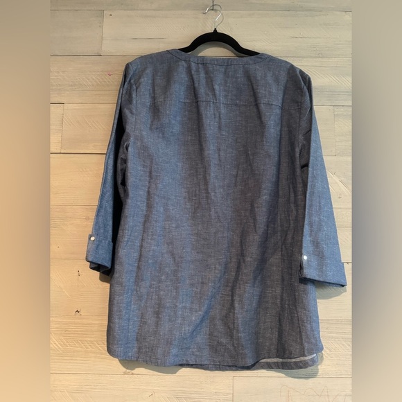 JM Collection Denim Blue Tunic with Pearl Accents - Picture 8 of 8